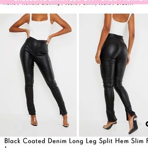Pretty Little Thing Faux Leather Split Hem Pants